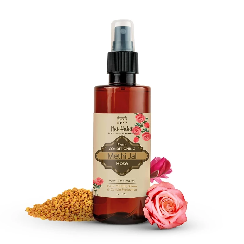 Nat Habit Rose Conditioning Methi Jal -Hair Serum, 200 ml-1.webp